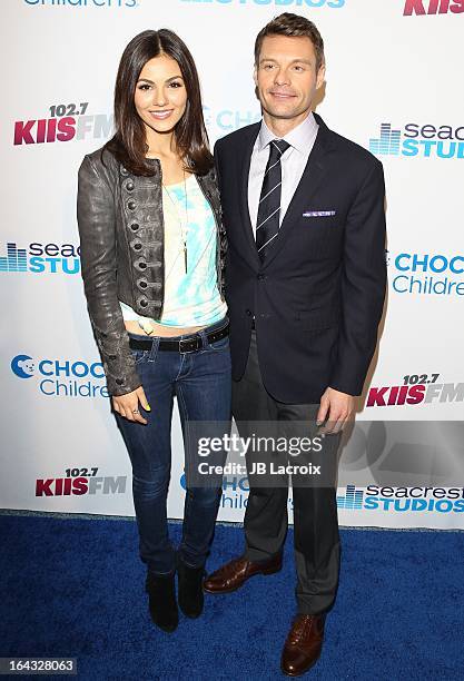 Victoria Justice and Ryan Seacrest visit The Ryan Seacrest Foundation West Coast Debut Of New Multi-Media Broadcast Center "Seacrest Studios" at CHOC...