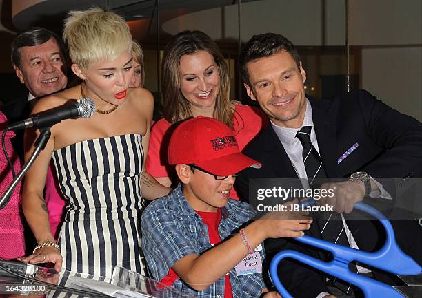 Miley Cyrus and Ryan Seacrest visit The Ryan Seacrest Foundation West Coast Debut Of New Multi-Media Broadcast Center "Seacrest Studios" at CHOC...