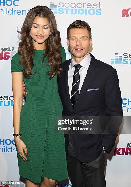 Zendaya Coleman and Ryan Seacrest visit The Ryan Seacrest Foundation West Coast Debut Of New Multi-Media Broadcast Center "Seacrest Studios" at CHOC...