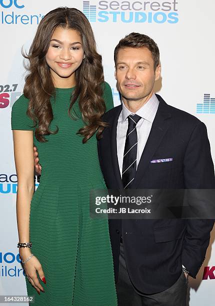 Zendaya Coleman and Ryan Seacrest visit The Ryan Seacrest Foundation West Coast Debut Of New Multi-Media Broadcast Center "Seacrest Studios" at CHOC...