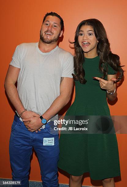 Val Chmerkovskiy and Zendaya Coleman visit The Ryan Seacrest Foundation West Coast Debut Of New Multi-Media Broadcast Center "Seacrest Studios" at...