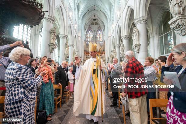 New archbishop Luc Terlinden is pictured after the episcopal consecration of Terlinden as new archbishop of Mechelen-Brussels to succeed to De Kesel...
