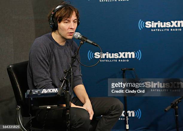 Thomas Mars of Phoenix performs at the SiriusXM Studios on March 22, 2013 in New York City.