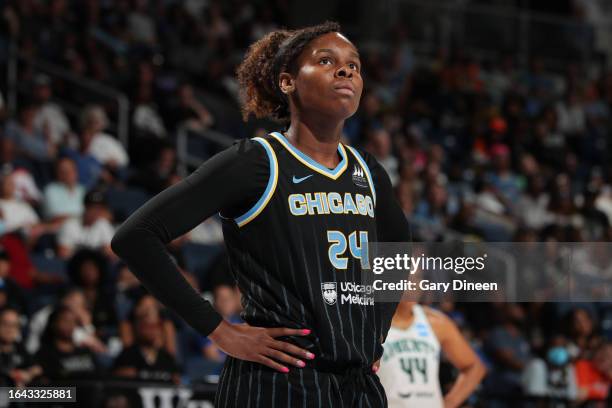 Ruthy Hebard of the Chicago Sky looks on during the game against the New York Liberty on September 3, 2023 at the Wintrust Arena in Chicago, IL. NOTE...