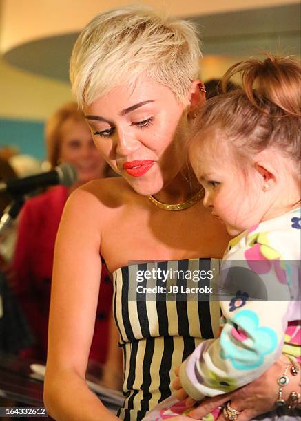 Miley Cyrus visits The Ryan Seacrest Foundation West Coast Debut Of New Multi-Media Broadcast Center "Seacrest Studios" At CHOC Children's Hospital...