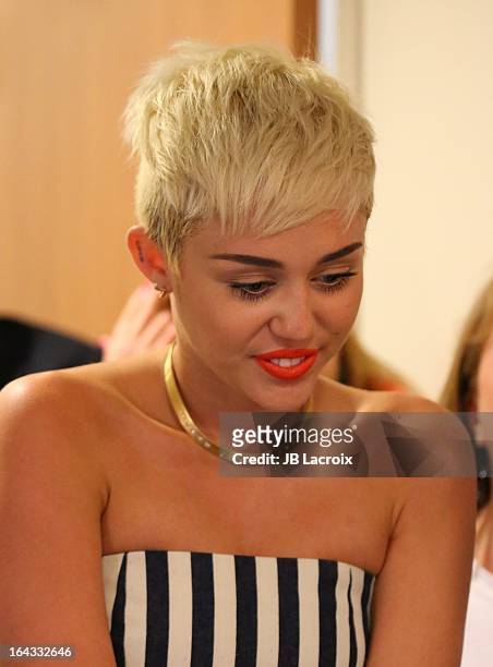 Miley Cyrus visits The Ryan Seacrest Foundation West Coast Debut Of New Multi-Media Broadcast Center "Seacrest Studios" At CHOC Children's Hospital...