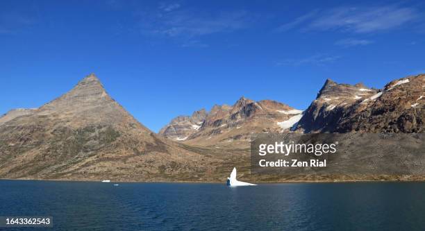 steep mountains and glaciers in prince christian sound, greenland - prince christian sound greenland stock pictures, royalty-free photos & images
