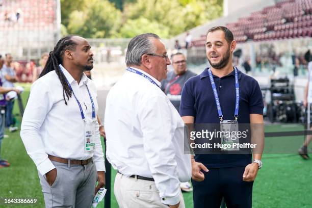 Boris LUCE Administrative Director of Reims, Jean Pierre CAILLOT President of Reims and Mathieu LACOUR General Director of Reims during the Ligue 1...