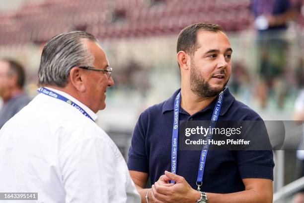 Jean Pierre CAILLOT President of Reims and Mathieu LACOUR General Director of Reims during the Ligue 1 Uber Eats match between Football Club de Metz...