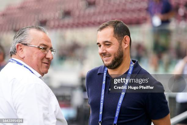 Jean Pierre CAILLOT President of Reims and Mathieu LACOUR General Director of Reims during the Ligue 1 Uber Eats match between Football Club de Metz...