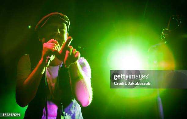 Singer Jan Plewka of the German band Selig performs live during a concert at the Columbia Halle on March 22, 2013 in Berlin, Germany.