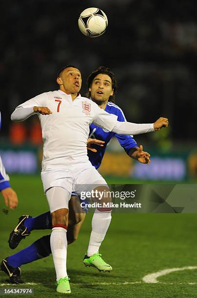 Alex Oxlade-Chamberlain of England in action during the FIFA 2014 World Cup Qualifier Group H match between San Marino and England at Serravalle...