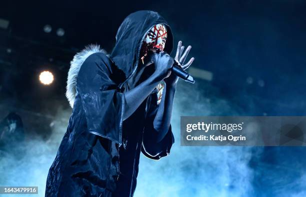 Sleep Token performs on Day 3 of Leeds Festival 2023 at Bramham Park on August 27, 2023 in Leeds, England.