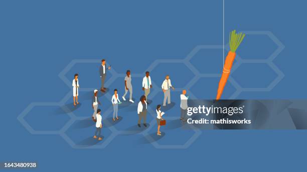 healthcare carrot and stick - employee retention stock illustrations