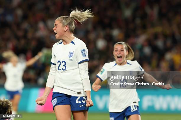 Alessia Russo of England reacts to scoring a goal during the FIFA Women's World Cup Australia & New Zealand 2023 Quarter-Final match between Colombia...