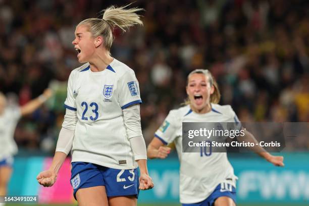 Alessia Russo of England reacts to scoring a goal during the FIFA Women's World Cup Australia & New Zealand 2023 Quarter-Final match between Colombia...