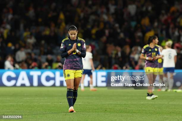 Lorena Bedoya Durango of Colombia reacts to being knocked out by England during the FIFA Women's World Cup Australia & New Zealand 2023 Quarter-Final...