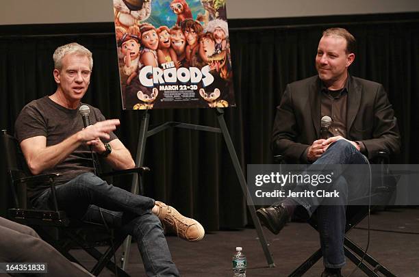 Writers Chris Sanders and Kirk De Micco attends "The Croods" screening at The Film Society of Lincoln Center, Walter Reade Theatre on March 13, 2013...