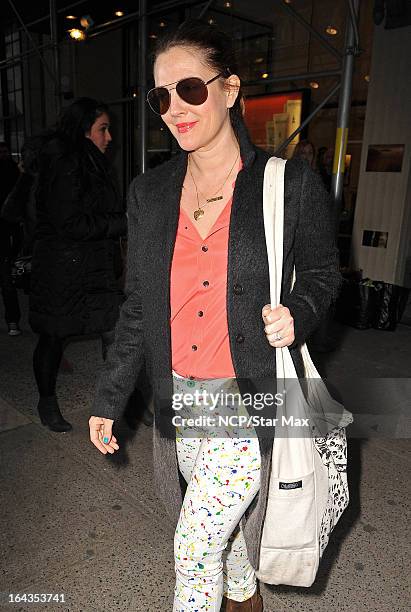 Actress Drew Barrymore as seen on March 22, 2013 in New York City.