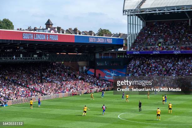 General view of the stadium during the Premier League match between Crystal Palace and Wolverhampton Wanderers at Selhurst Park on September 3, 2023...