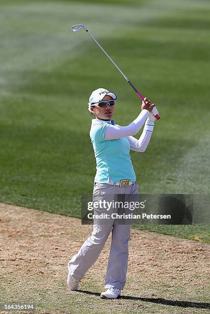 Chie Arimura of Japan plays a shot during the third round of the RR Donnelley LPGA Founders Cup at Wildfire Golf Club on March 16, 2013 in Phoenix,...