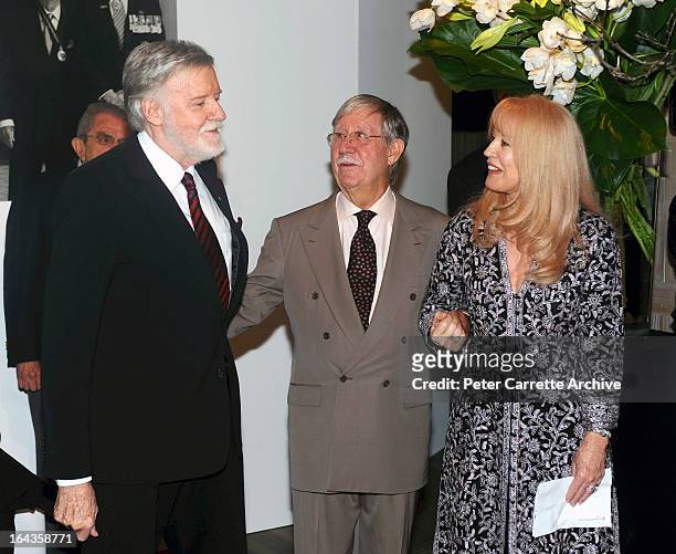 Barry Crocker, Australian media and television entrepreneur Reg Grundy and his wife Joy Chambers attend the launch of Reg's autobiography titled 'Reg...