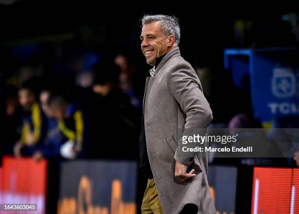 Lucas Pusineri coach of Tigre looks on during a match between Boca Juniors and Tigre as part of Group B of Copa de la Liga Profesional 2023 at...