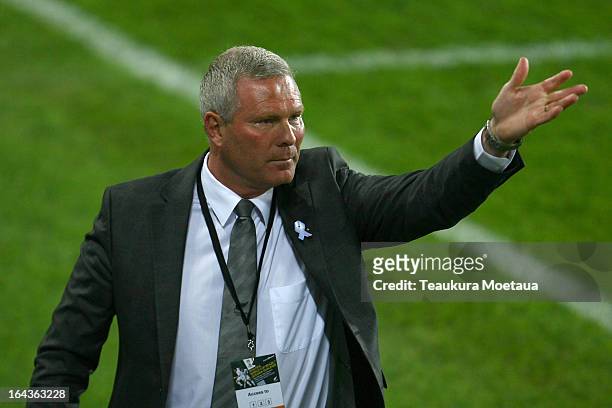 Head Coach Ricki Herbert of New Zealand All Whites looks on during the FIFA World Cup Qualifier match between the New Zealand All Whites and New...