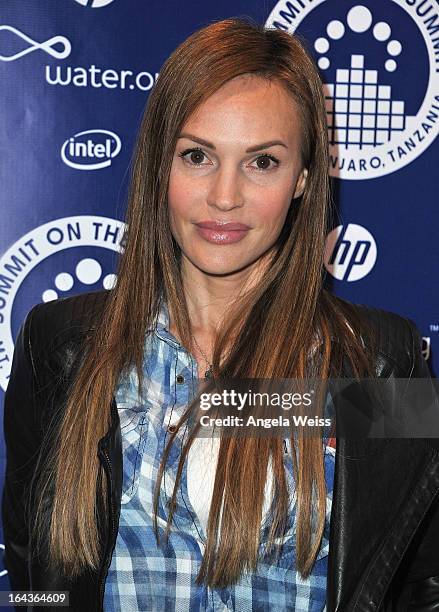 Jolene Blalock arrives at the Summit On The Summit photo exhibition celebrating World Water Day at Siren Studios on March 22, 2013 in Hollywood,...