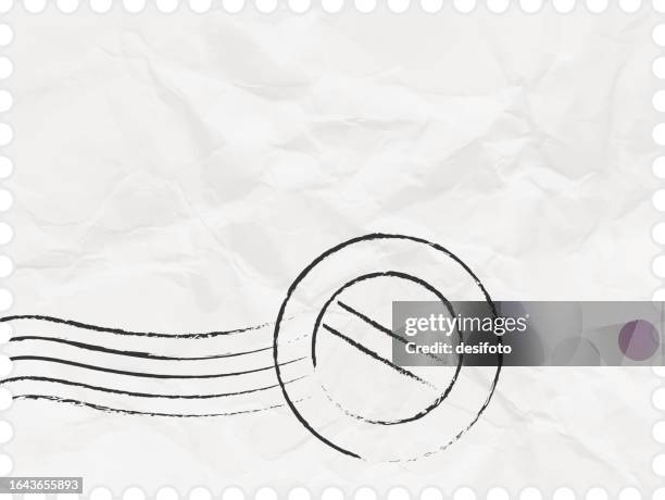 white coloured crumpled crushed very wrinkly waste paper horizontal vector backgrounds with folds, wrinkles and creases all over like a blank empty waste page, a zigzag cutting border at edges and a stamp seal template with a wave pattern trail - zigzag stock illustrations