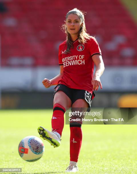 Carla Humphrey of Charlton Athletic during the Barclays FA Women's Championship match between Charlton Athletic and Sheffield United at The Valley on...