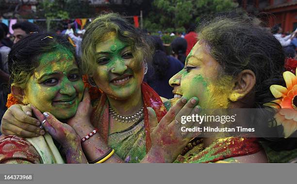 Rabindra Bharti University's students performing at ‘Basanta Utsav’ cultural Programme at Jorasanko Campus on March 22, 2013 in Kolkata, India. Holi...