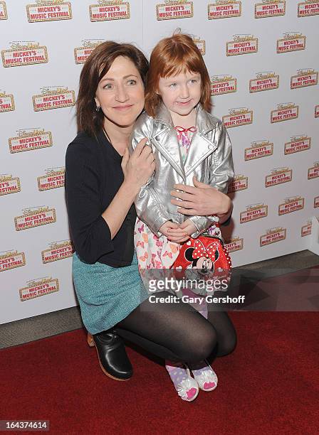 Actress Edie Falco and daughter Macy Falco attend the Disney Live! Mickey's Music festival at Madison Square Garden on March 23, 2013 in New York...