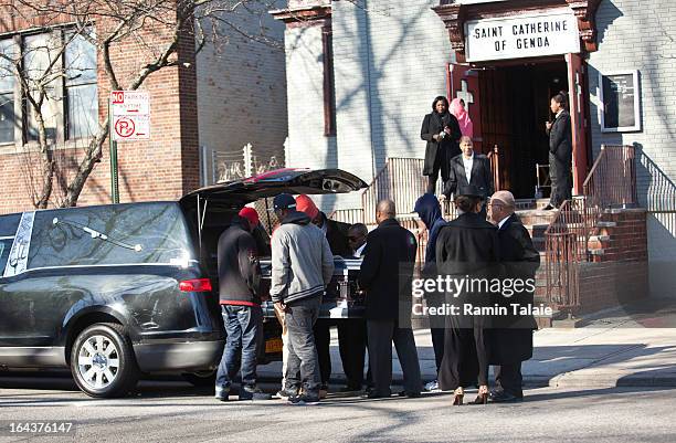 The casket of Kimani Gray is carried into St. Catherine of Genoa Church for his funeral on March 23, 2013 2011 in the Brooklyn borough of New York...