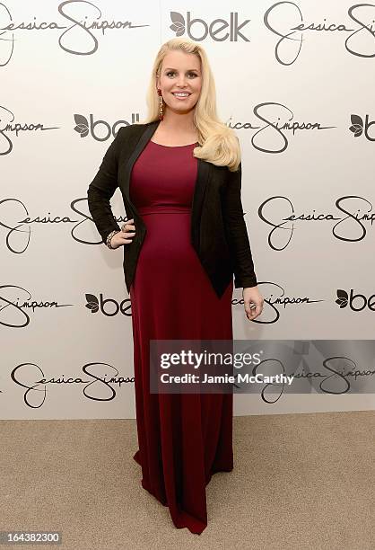 Jessica Simpson, wearing Jessica Simpson Maternity, visits Belk Southpark on March 23, 2013 in Charlotte, North Carolina.