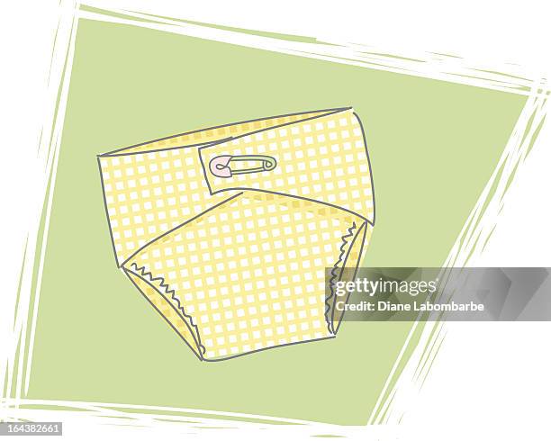 skizzenhafte tuch windel-symbol - babies only in cloth diapers stock-grafiken, -clipart, -cartoons und -symbole