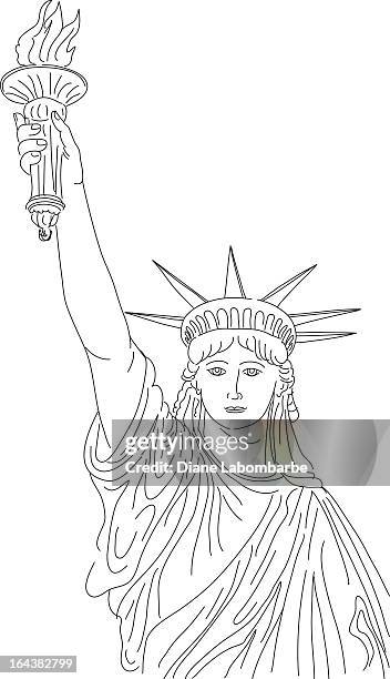 cartoon style statue of liberty - statue of liberty drawing stock illustrations