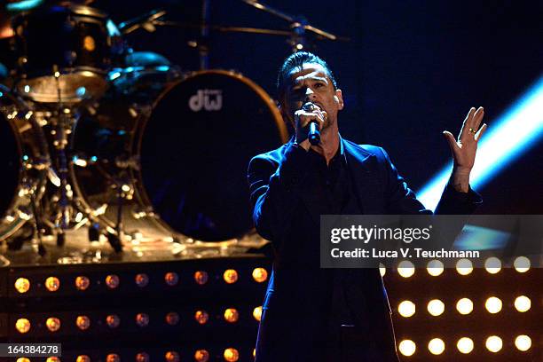 Dave Gahan of 'Depeche Mode' performs during 'Wetten, dass..?' TV Show at Stadthalle on March 23, 2013 in Vienna, Austria.