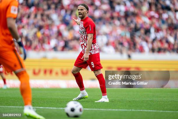 Lucas Hoeler of Freiburg gestures during the Bundesliga match between Sport-Club Freiburg and SV Werder Bremen at Europa-Park Stadion on August 26,...