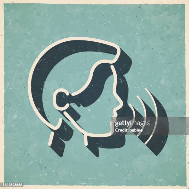 voice recognition. icon in retro vintage style - old textured paper - voice recognition background stock illustrations