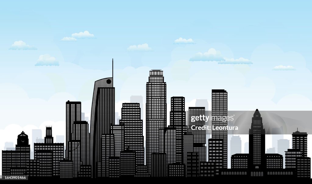 Los Angeles Skyline Silhouette (All Buildings Are Complete and Moveable)