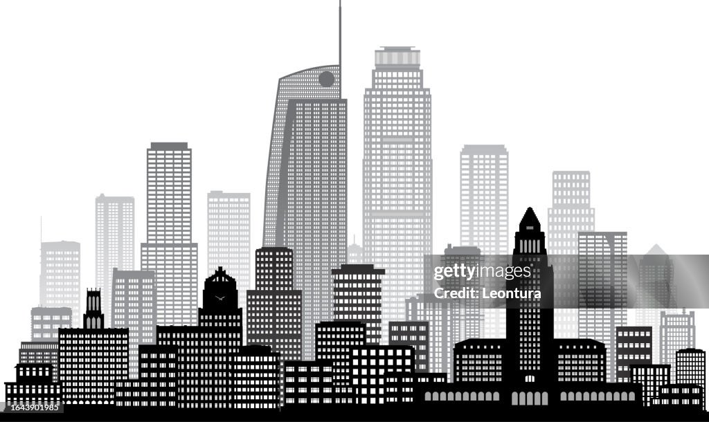 Los Angeles Skyline Silhouette (All Buildings Are Complete and Moveable)