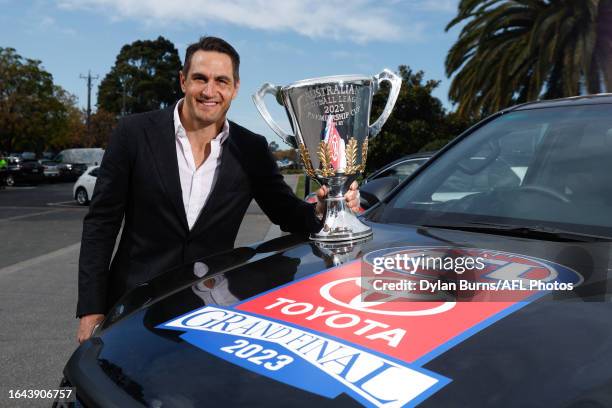 Josh Kennedy, the 2023 Premiership Cup Ambassador poses for a photo during the official launch of the 2023 Toyota AFL Finals Series at the Toyota...