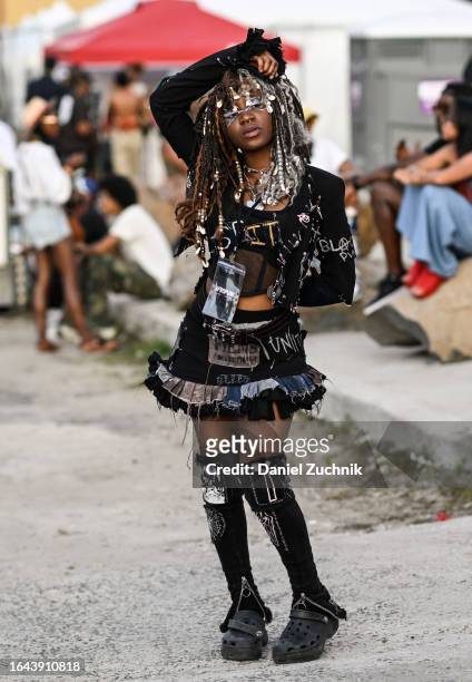 Attendees are seen during the 2023 Afropunk festival at Greenpoint Terminal on August 27, 2023 in New York City.