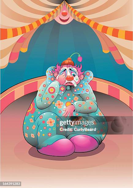 traurig clown - nicht-erwiderte-liebe stock-grafiken, -clipart, -cartoons und -symbole