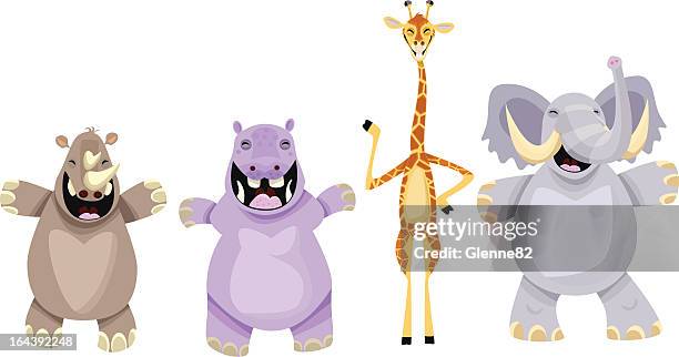 big happy african animals - cheesy grin stock illustrations