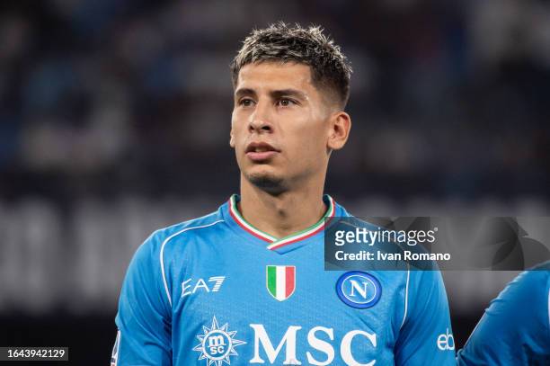 Mathias Olivera of SSC Napoli before the Serie A TIM match between SSC Napoli and US Sassuolo at Stadio Diego Armando Maradona on August 27, 2023 in...