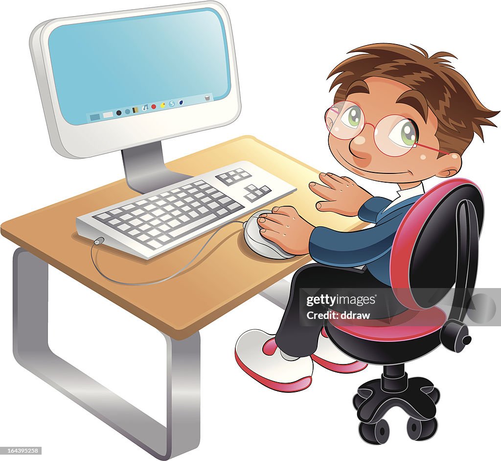 Boy And Computer High-Res Vector Graphic - Getty Images