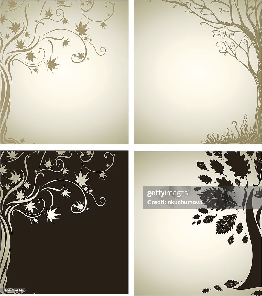 Tree Custom Sample Two Vector Samples Of Design With Decorative Tree High-Res Vector ...