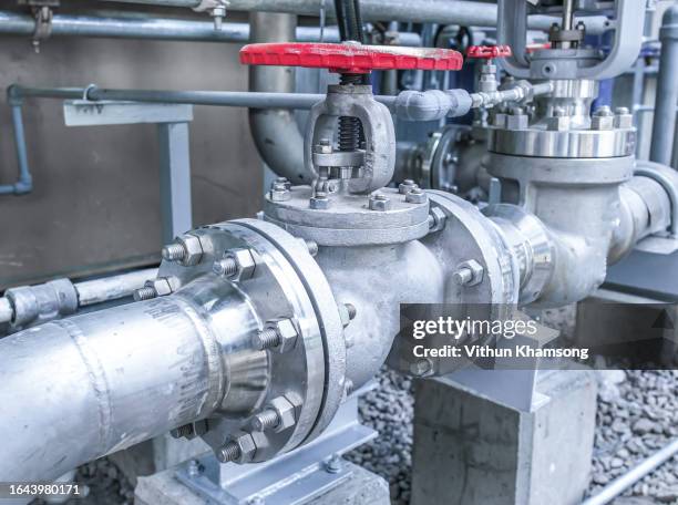 valves and pipeline system of industrial zone - water pumping station stock pictures, royalty-free photos & images